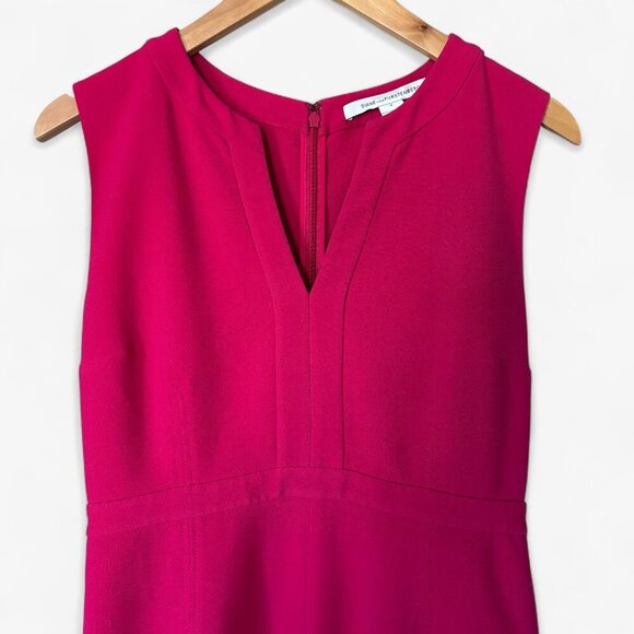 Diane Von Furstenberg Fleur Split Neck Sheath Mini Dress Size 4 - Picture 2 of 11